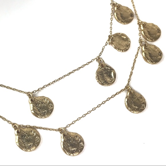 Madewell 2 Strand Gold Hammered Discs Necklace - Picture 4 of 6